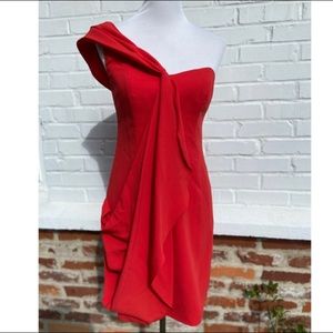 Shoshanna one shoulder drape dress
